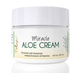 Delúvia Miracle Aloe Cream face closeup shows hydrating, soothing daily moisturizer.