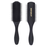 Denman D4 all-black 9-row brush closeup pins for smooth detangling.