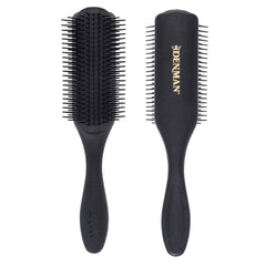 Denman D4 all-black 9-row brush closeup pins for smooth detangling.