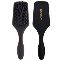 Denman D84 black mini paddle brush top view for portable detangling and styling.