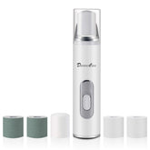 DenniesCare electric nail buffer front view shows portable, handheld design for on-the-go manicures