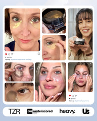 Depology under-eye patches for puffy eyes applied to under-eye area during routine.