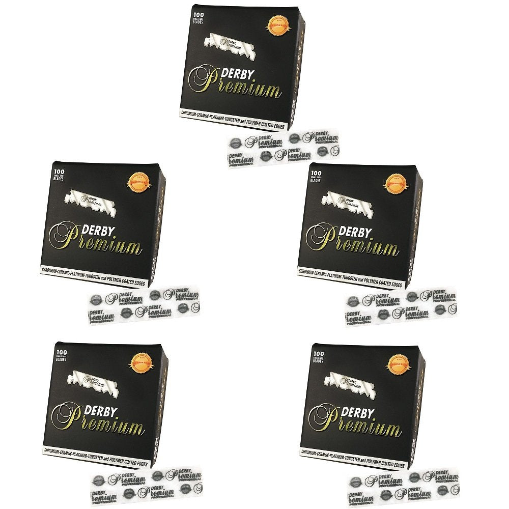 Derby Premium single-edge blades pack for smooth, precise shaves.