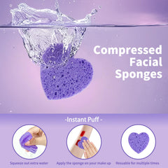 Derloyo heart shaped sponges expand in water for easy cleansing.