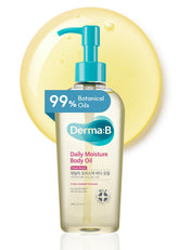 Derma B Daily Moisture Body Oil packaging front for quick hydrating routine.
