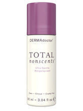 DERMAdoctor Total NonScents roller demonstrates fragrance-free, gentle protection for sensitive skin.