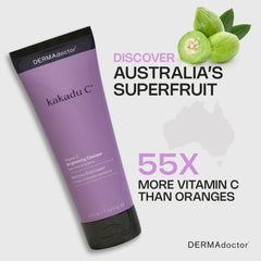 DERMAdoctor Vitamin C Face Wash Kakadu Plum close-up highlights vitamin C source for brightening and skin clarity.
