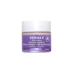Derma E night moisturizer jar closeup showing creamy overnight hydration.