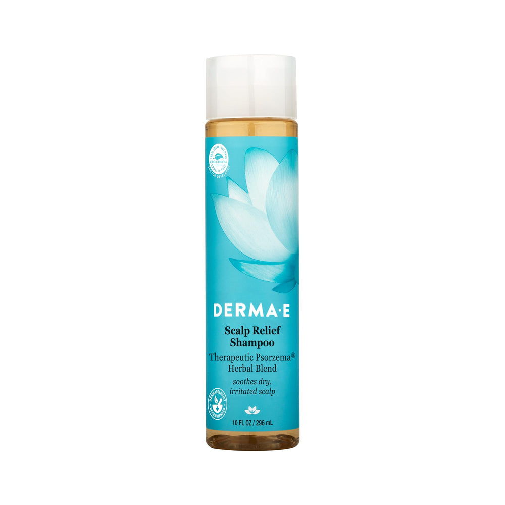 Derma E Scalp Relief Shampoo bottle front view for soothing scalp care.