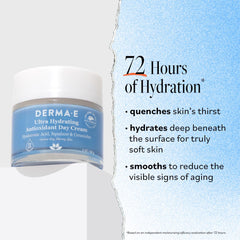 Derma E Ultra Hydrating Day Cream jar showing rich texture ideal under makeup.