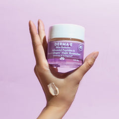 Derma E vegan flora-collagen texture demonstrates hydrating overnight care.