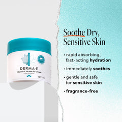 Derma E Vitamin E 12,000 IU Cream texture swatch highlighting lightweight formula.