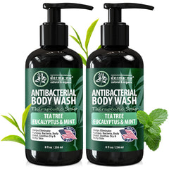 Derma-Nu antibacterial body wash bottle front showing everyday cleansing and skin nourishment