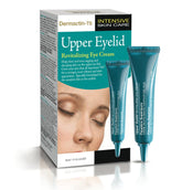 Dermactin Classic Upper Eyelid Revitalizing Eye Cream tube closeup demonstrates soothing, firming benefits.
