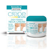 Dermactin Crepe Be Gone Neck Cream packaging shows a sleek jar for easy nightly use.