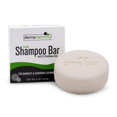 DermaHarmony shampoo bar close-up shows rich lather for scalp cleansing.