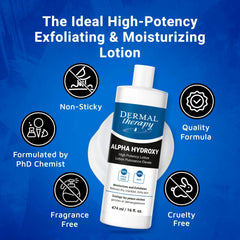 Dermal Therapy Alpha Hydroxy Lotion hand application demonstrates quick absorption on skin.