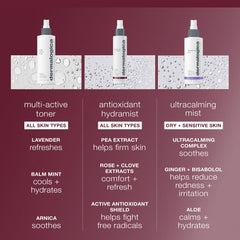 Dermalogica Antioxidant Hydramist Toner featuring rose extract for soothing, refreshing hydration.