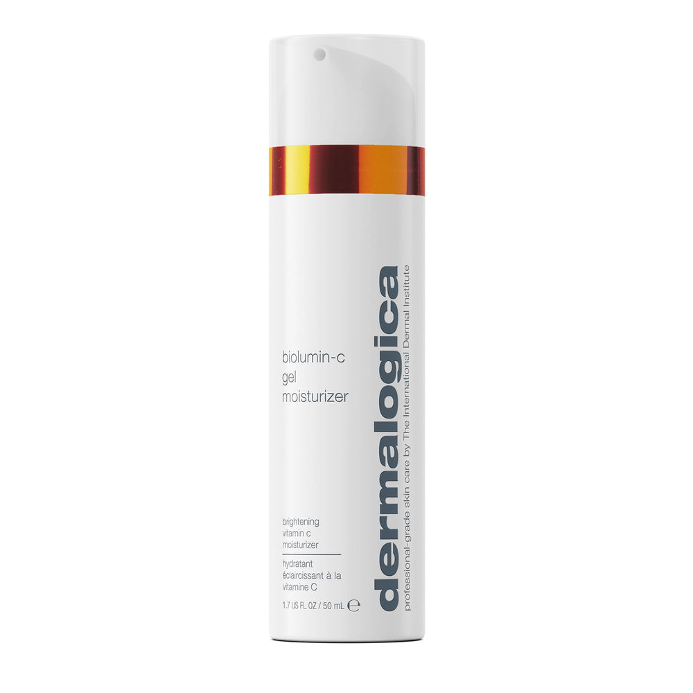 Dermalogica Biolumin-C Gel Moisturizer bottle close-up for radiant glow potential.