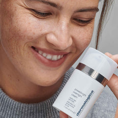 Dermalogica PowerBright dark spots closeup hints at evening skin tone.