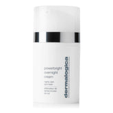 Dermalogica PowerBright Overnight Cream bottle demonstrates nighttime hydration for brighter skin.