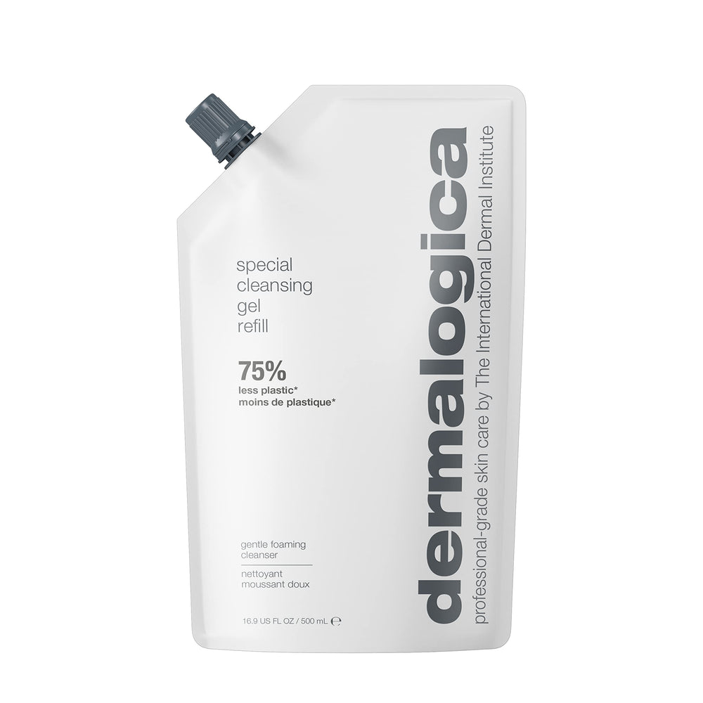 Dermalogica Special Cleansing Gel refill box illustrating eco-friendly packaging for waste reduction.