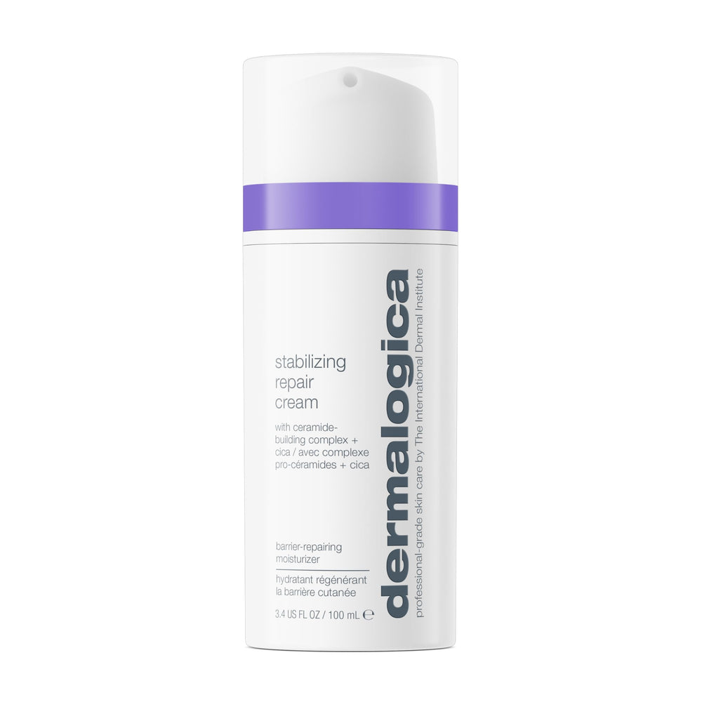 Dermalogica Stabilizing Repair Cream bottle offers soothing relief for sensitive skin.