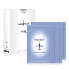 Dermaroller hydrating face mask 10pack packaging highlights premium hydration.