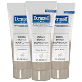 Dermasil Cocoa Butter Lotion 3-pack front view for easy everyday moisturization