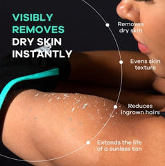 Dermasuri polishing mitt in shower demonstrating spa-like exfoliation benefits
