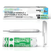 DermaTwist 14R dermaplane razor close-up shows precise peach fuzz removal for smoother skin.