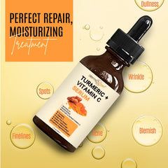 DERMAXGEN Turmeric + Vitamin C Serum dropper closeup highlights antioxidant-rich formula
