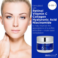 Dermedicine cream texture swirl highlighting hydrating formula for glow.