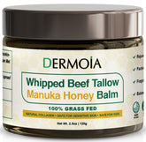 DERMOIA Grass-Fed Whipped Tallow Face Balm jar ready for deep hydration on dry skin.