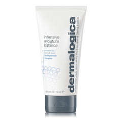 Dermalogica Intensive Moisture Balance jar close-up shows rich, creamy texture for deep hydration.