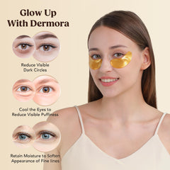 DERMORA Golden Glow patches with golden sheen on skin.
