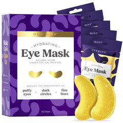 DERMORA Golden Glow eye patches packaging for travel convenience.