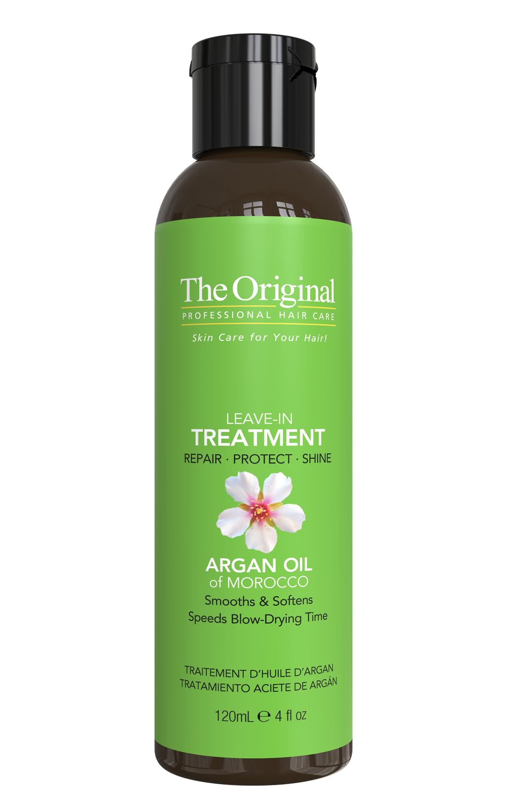DermOrganic original argan oil leave-in bottle promotes smoother, shinier hair.