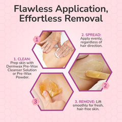 Dermwax WAXXED Honeyed Hard Wax Beads applying across large and delicate areas