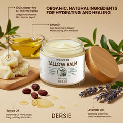 Dersie Whipped Tallow Cream applied to face and body for hydration.