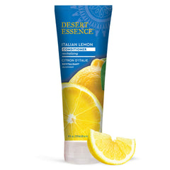 Desert Essence Italian Lemon Conditioner bottle-front highlights detangling power and lemon scent.