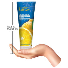 Desert Essence Italian Lemon Conditioner-tangle-removal image demonstrates knot-free combing.
