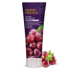Desert Essence Italian Red Grape Shampoo bottle on shelf with UV protection notes
