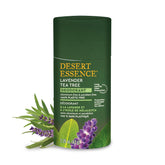 Desert Essence tea tree deodorant packaging highlights plastic-free design