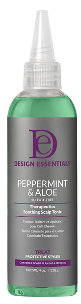 Design Essentials Peppermint & Aloe Scalp Tonic bottle offers refreshing cooling and scalp detox.