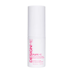 Design.Me PUFF.ME hair powder bottle spray demonstrates mess-free root lift