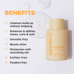 Design.Me BOUNCE.ME shampoo being applied to scalp for gentle cleansing and hydration