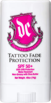 Devoted Creations Tattoo Fade Stick front view shows compact sun protection for outdoor tattoos.