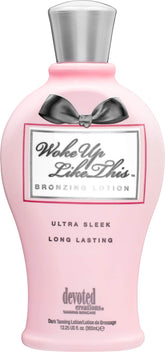 Devoted Creations WOKE UP LIKE THIS bronzing lotion bottle delivers rich color and a smooth application.