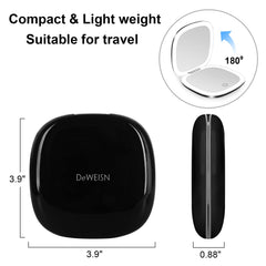 deweisn compact mirror open with 1X and 10X magnification for detailed makeup.